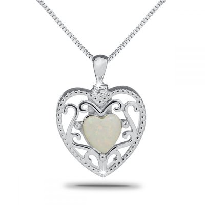 White Stone Silver Heart Pendant