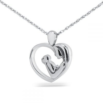 Mother and Child Silver Pendant