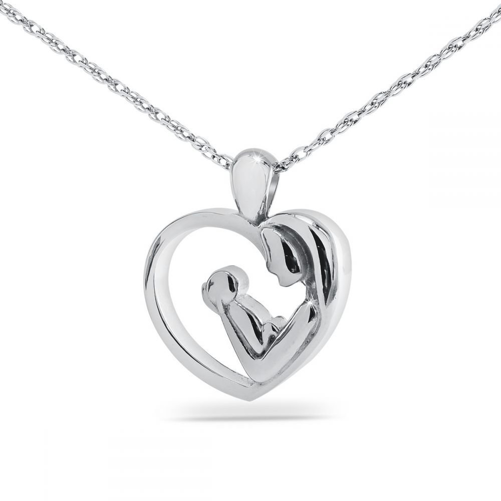 Mother and Child Silver Pendant