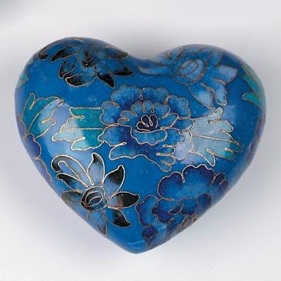 Blue Sapphire Cloisonne Heart Keepsake Urn