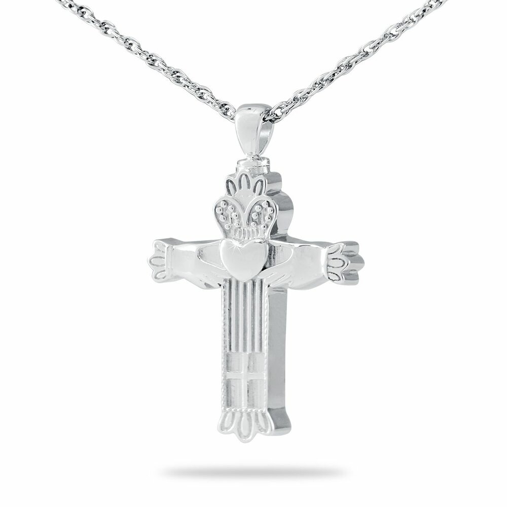Steel Claddagh Cross Pendant Urn